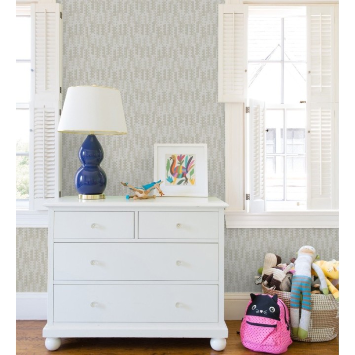 Papel pintado geométrico de puntos y recuadros grises estilo retro - Evian 682046