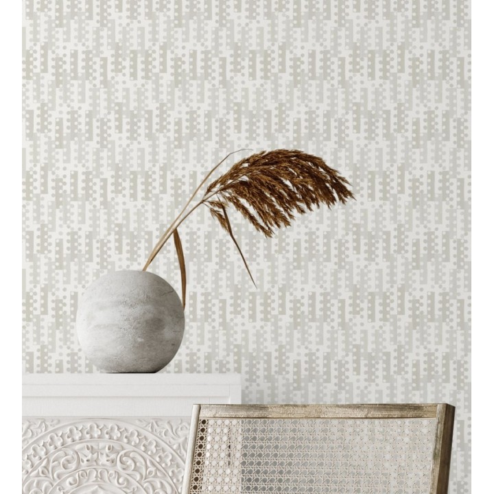 Papel pintado geométrico de puntos y recuadros grises estilo retro - Evian 682046