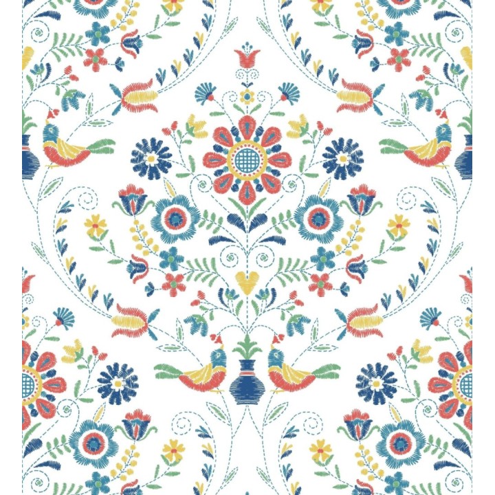 Papel pintado de pájaros y flores multicolor - Lilith 682049