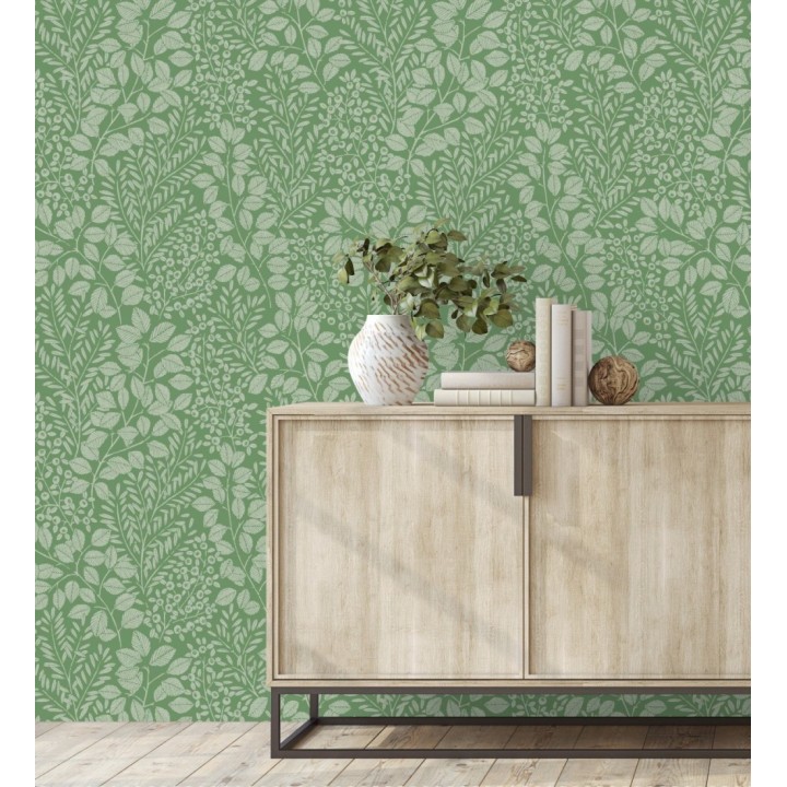 Papel pintado enredadera de hojas color verde - Remy leaves 682052