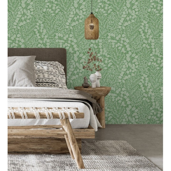 Papel pintado enredadera de hojas color verde - Remy leaves 682052