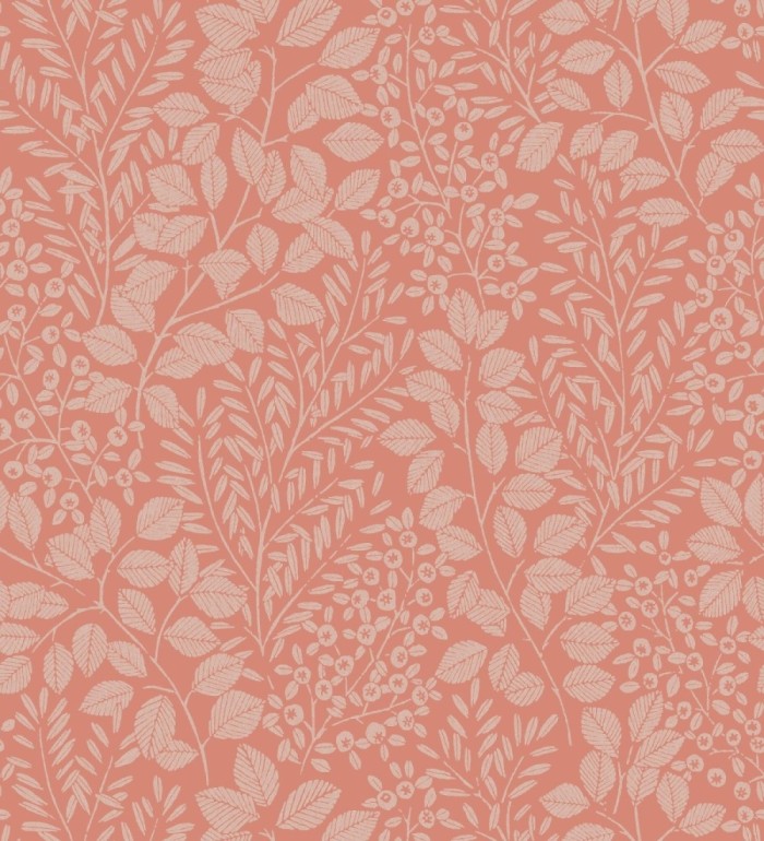 Papel pintado enredadera de hojas color rojo coral - Remy leaves 682053
