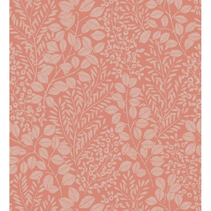 Papel pintado enredadera de hojas color rojo coral - Remy leaves 682053