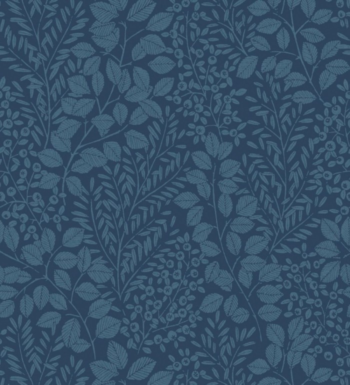 Papel pintado enredadera de hojas color azul - Remy leaves 682054