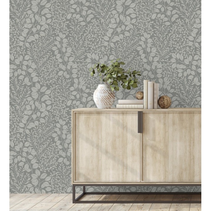 Papel pintado enredadera de hojas color visón - Remy leaves 682056