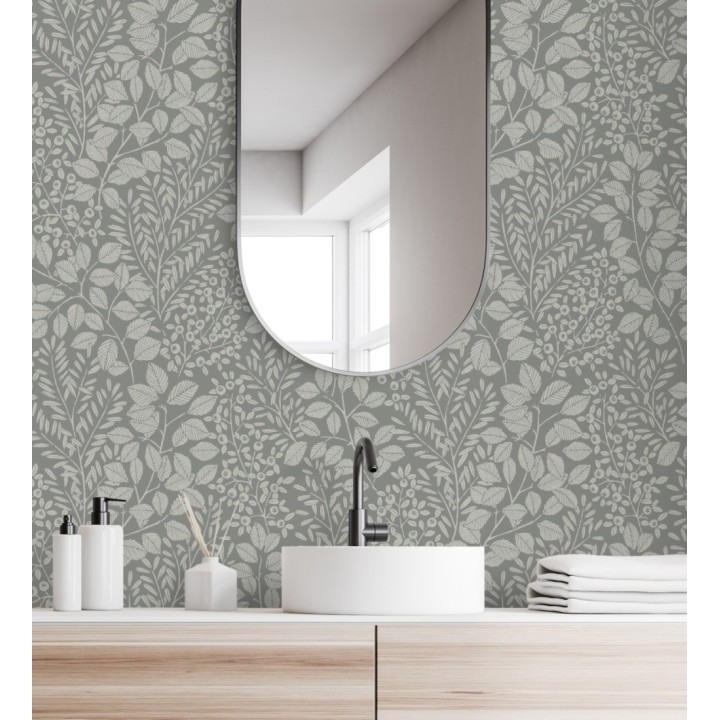 Papel pintado enredadera de hojas color visón - Remy leaves 682056