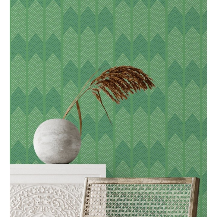 Papel pintado de espigas estilo étnico verde - Amaru 682062