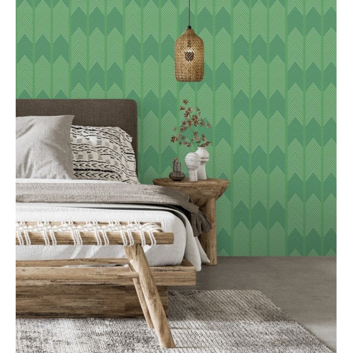 Papel pintado de espigas estilo étnico verde - Amaru 682062