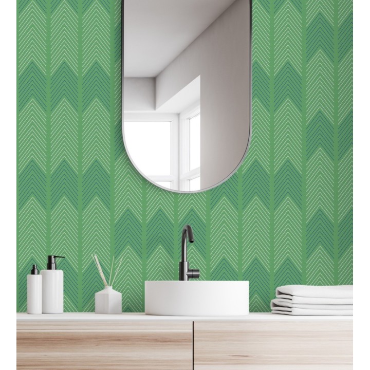 Papel pintado de espigas estilo étnico verde - Amaru 682062