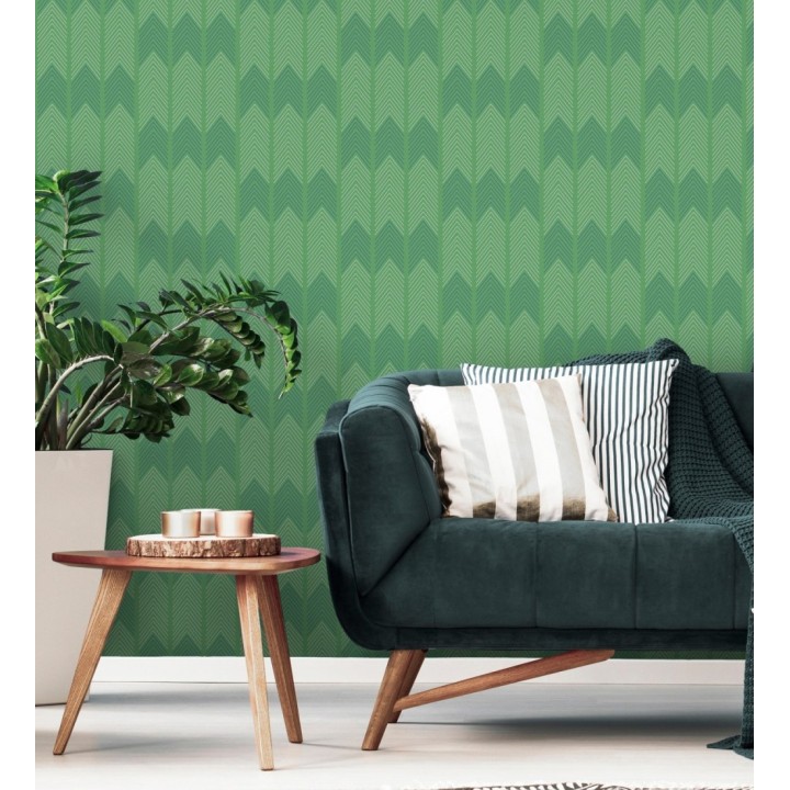 Papel pintado de espigas estilo étnico verde - Amaru 682062