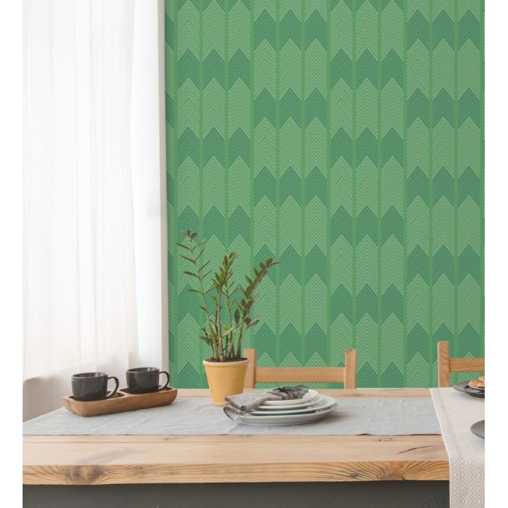 Papel pintado de espigas estilo étnico verde - Amaru 682062