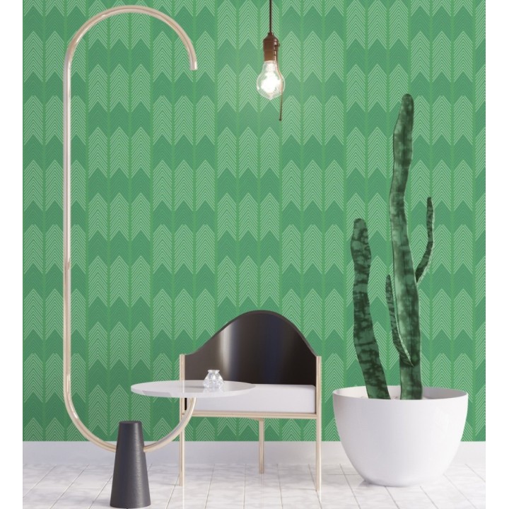 Papel pintado de espigas estilo étnico verde - Amaru 682062