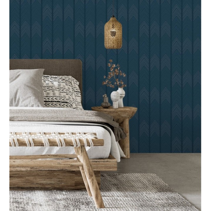 Papel pintado de espigas estilo étnico azul - Amaru 682063
