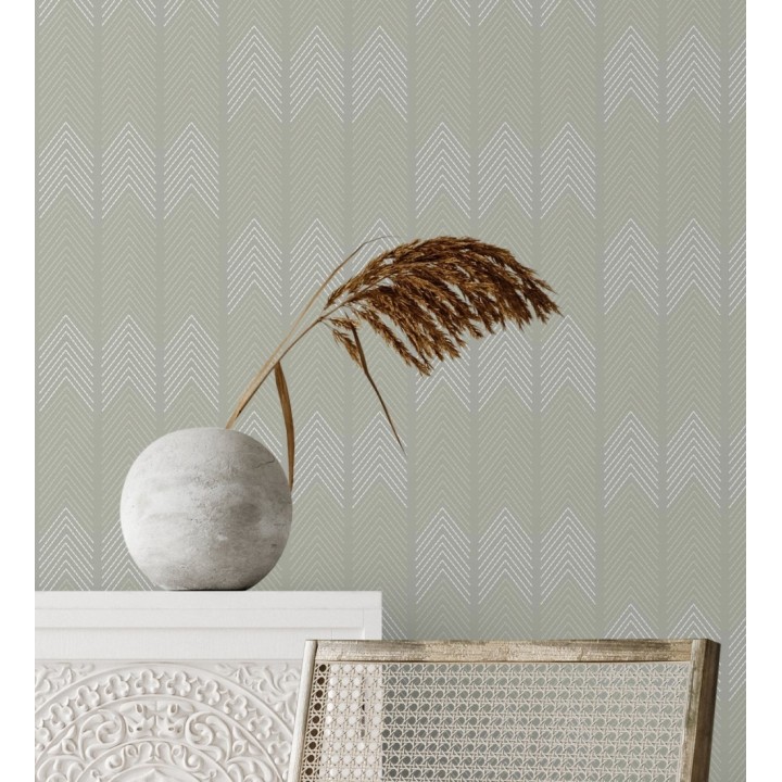 Papel pintado de espigas estilo étnico gris - Amaru 682064