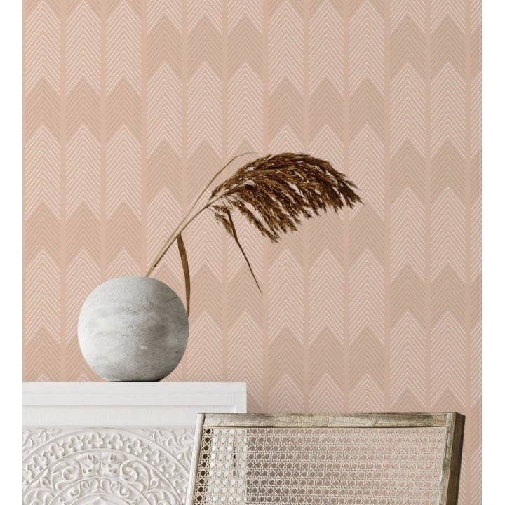 Papel pintado de espigas estilo étnico salmón - Amaru 682065