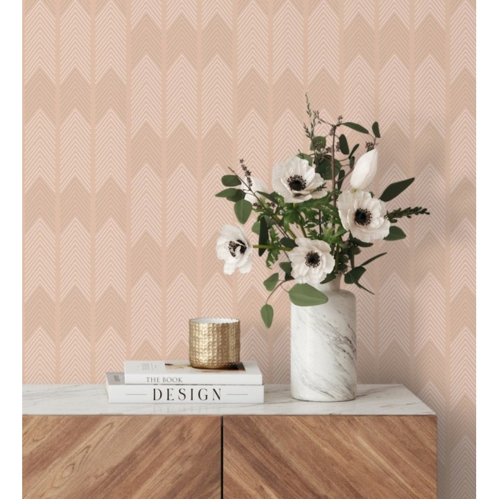 Papel pintado de espigas estilo étnico salmón - Amaru 682065