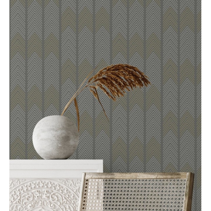 Papel pintado de espigas estilo étnico marrón oscuro - Amaru 682066