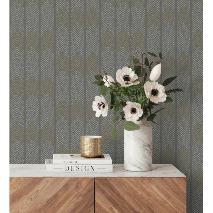 Papel pintado de espigas estilo étnico marrón oscuro - Amaru 682066