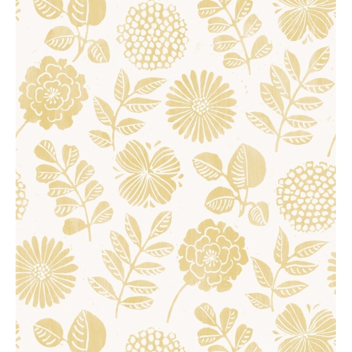Papel pintado de flores y hojas color amarillo - Charlize 682067
