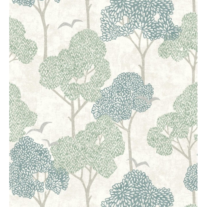 Papel pintado de árboles verdes y pájaros con efecto texturizado - Central Park 682079