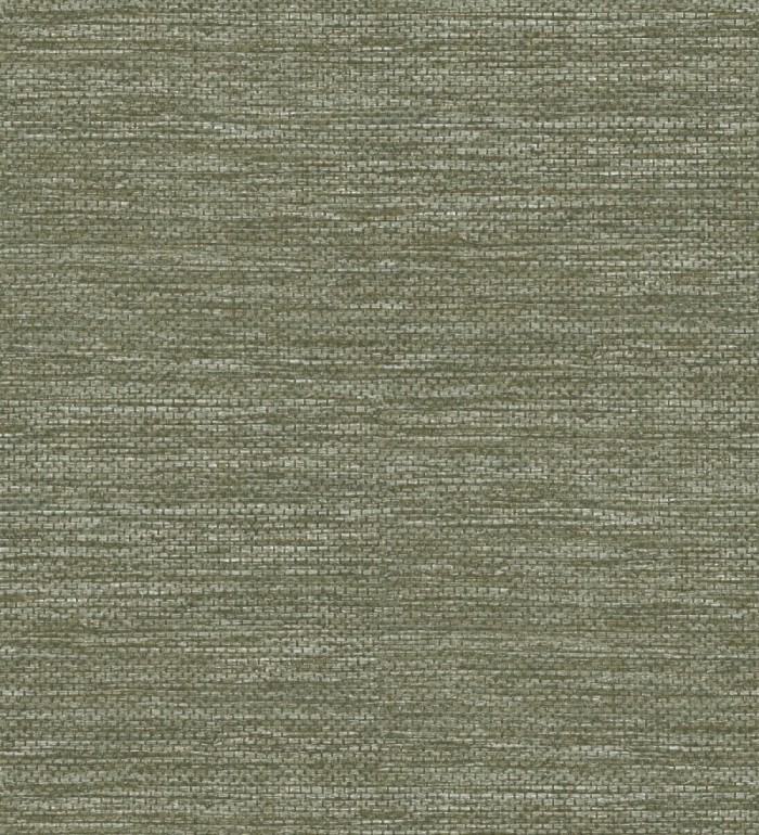 Papel pintado rafia con fibras de sisal teñido en verde aceituna - Studs Texture 682098