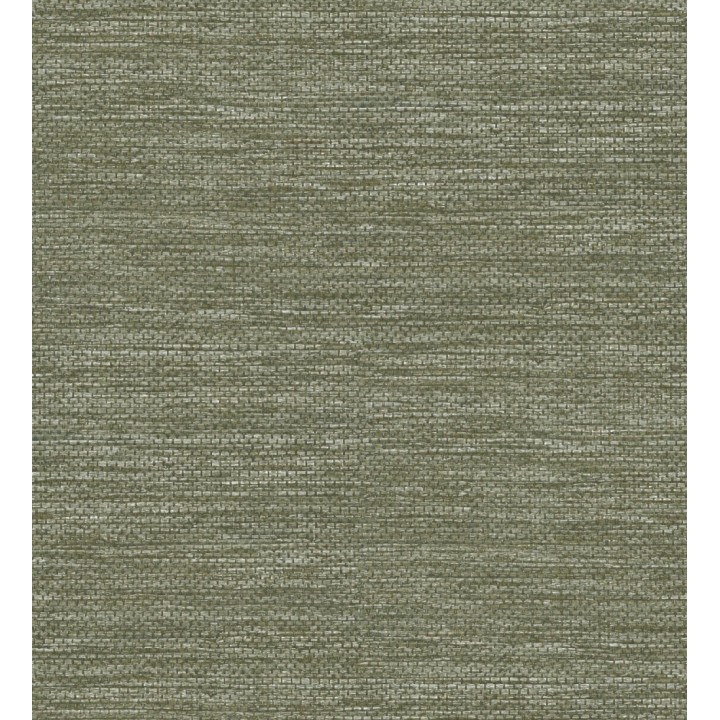 Papel pintado rafia con fibras de sisal teñido en verde aceituna - Studs Texture 682098