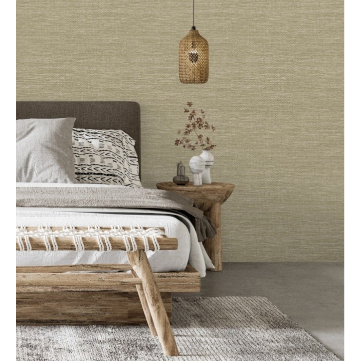 Papel pintado rafia con fibras de sisal color natural - Studs Texture 682100
