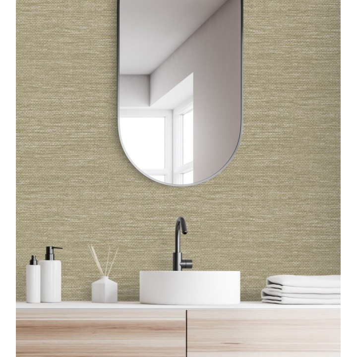 Papel pintado rafia con fibras de sisal color natural - Studs Texture 682100