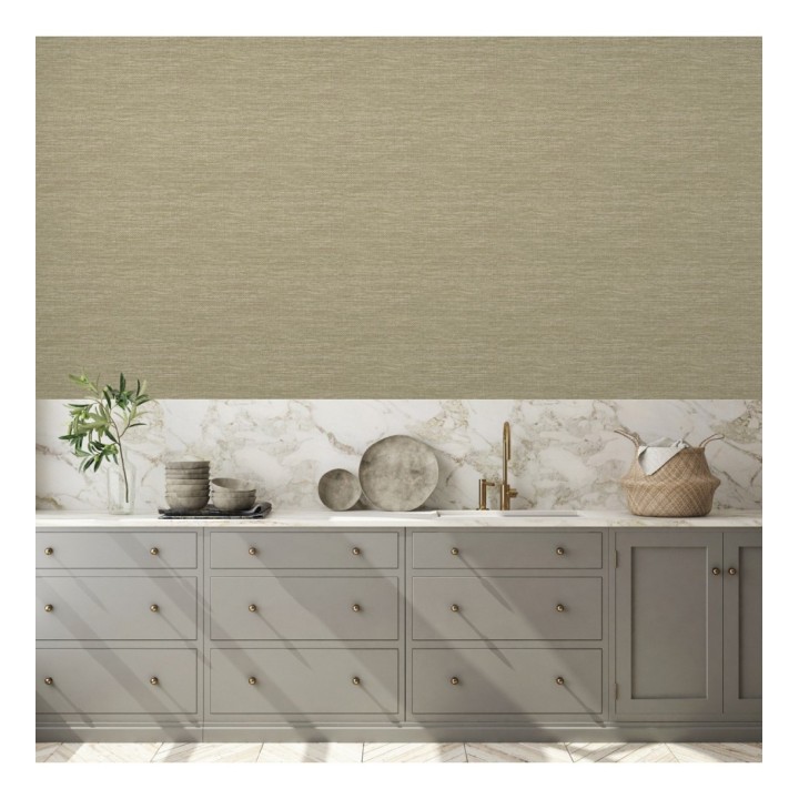 Papel pintado rafia con fibras de sisal color natural - Studs Texture 682100