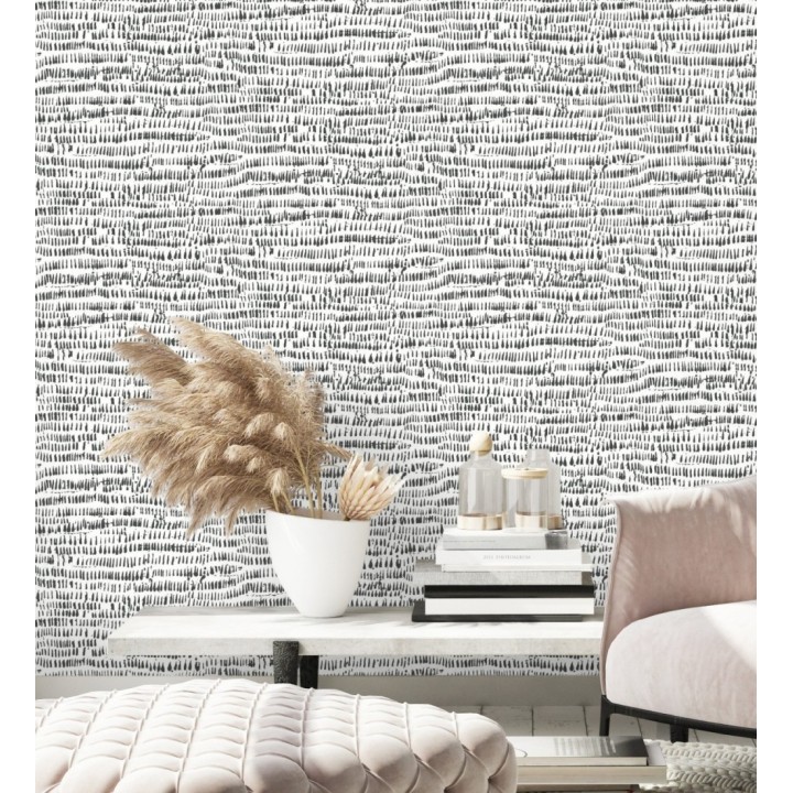 Papel pintado abstracto negro y blanco estilo étnico - Happy April 682104