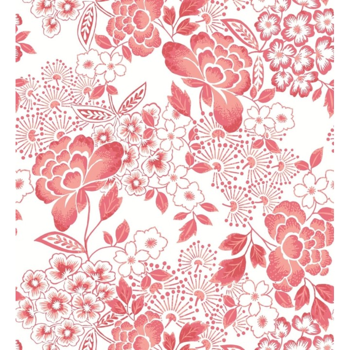 Papel pintado de flores estilo japonés rojo - Amaral 682107