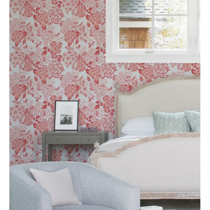 Papel pintado de flores estilo japonés rojo - Amaral 682107