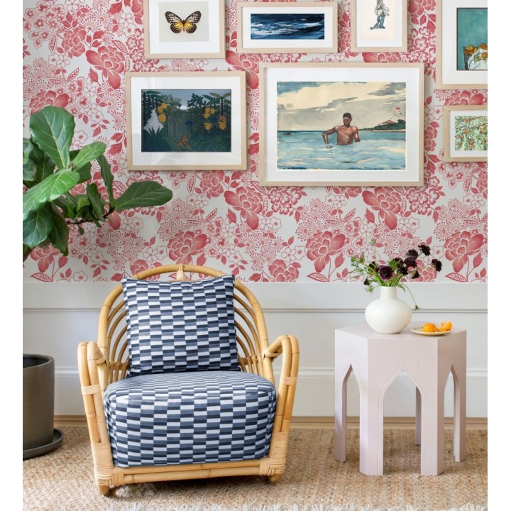 Papel pintado de flores estilo japonés rojo - Amaral 682107