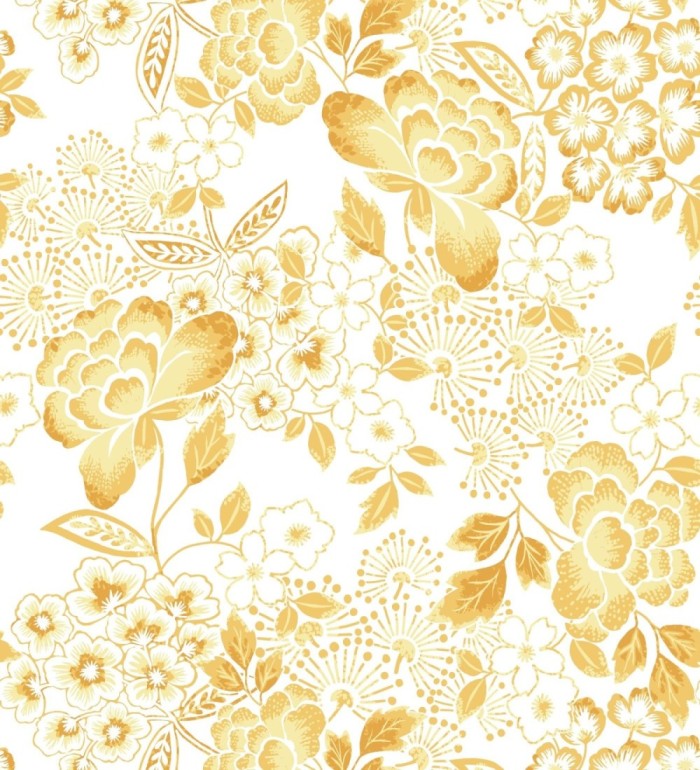 Papel pintado de flores estilo japonés amarillo - Amaral 682108