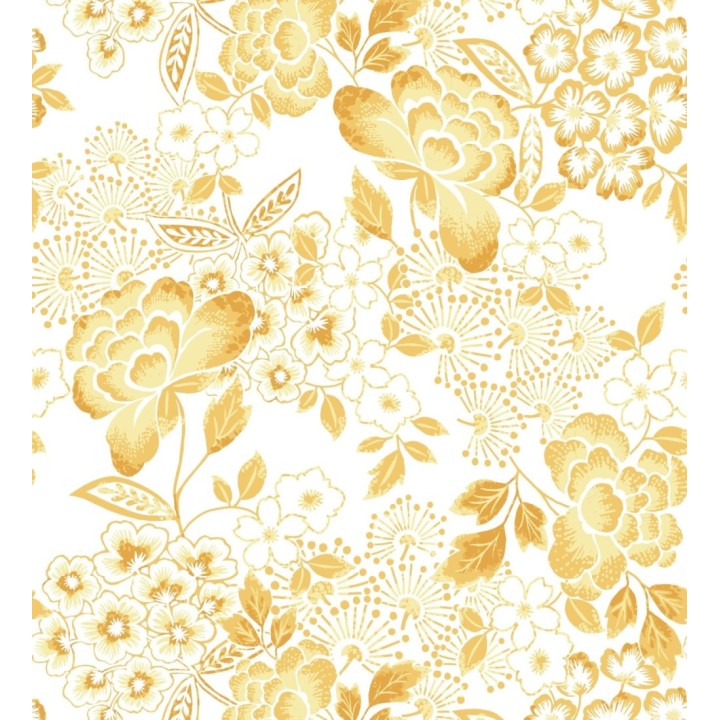 Papel pintado de flores estilo japonés amarillo - Amaral 682108