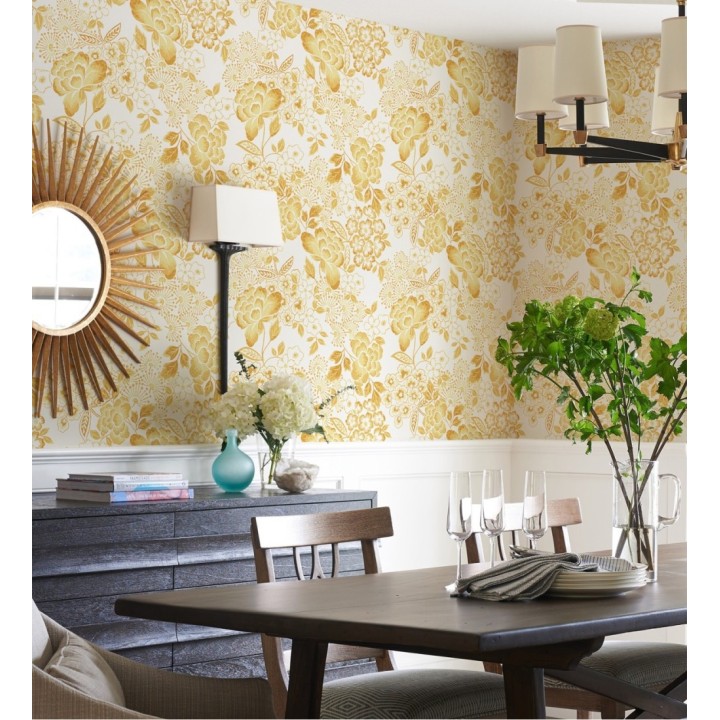 Papel pintado de flores estilo japonés amarillo - Amaral 682108