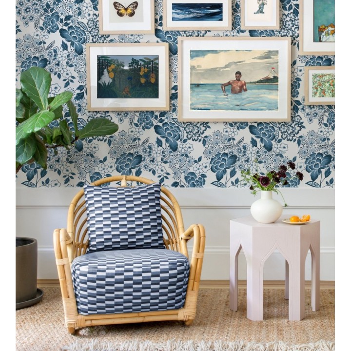 Papel pintado de flores estilo japonés azul - Amaral 682110