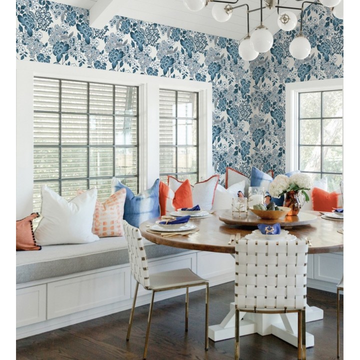 Papel pintado de flores estilo japonés azul - Amaral 682110