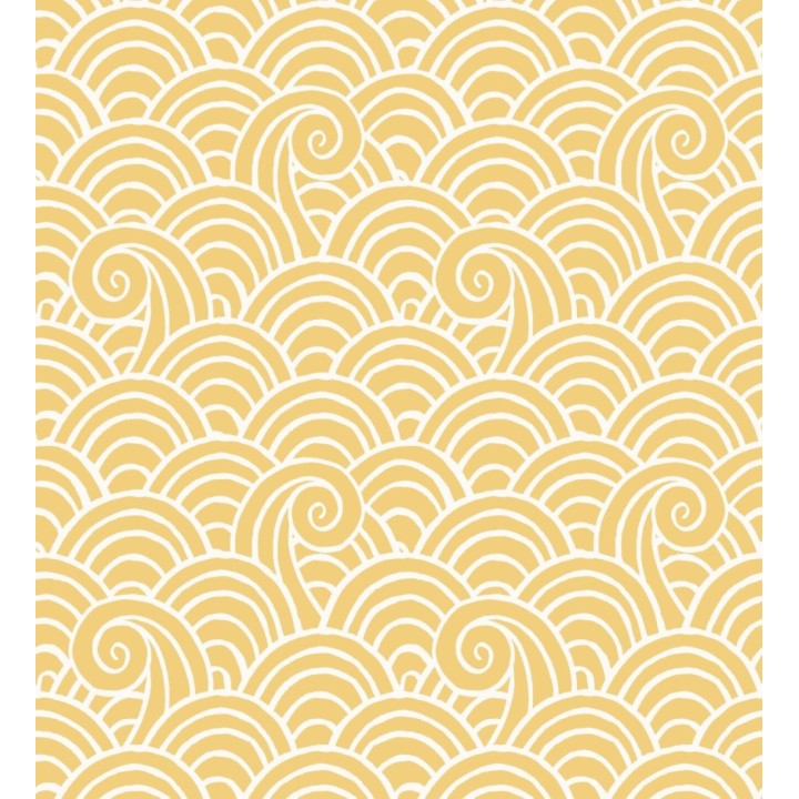 Papel pintado dibujo de olas amarillo y blanco estilo abstracto - Odette Sea 682113