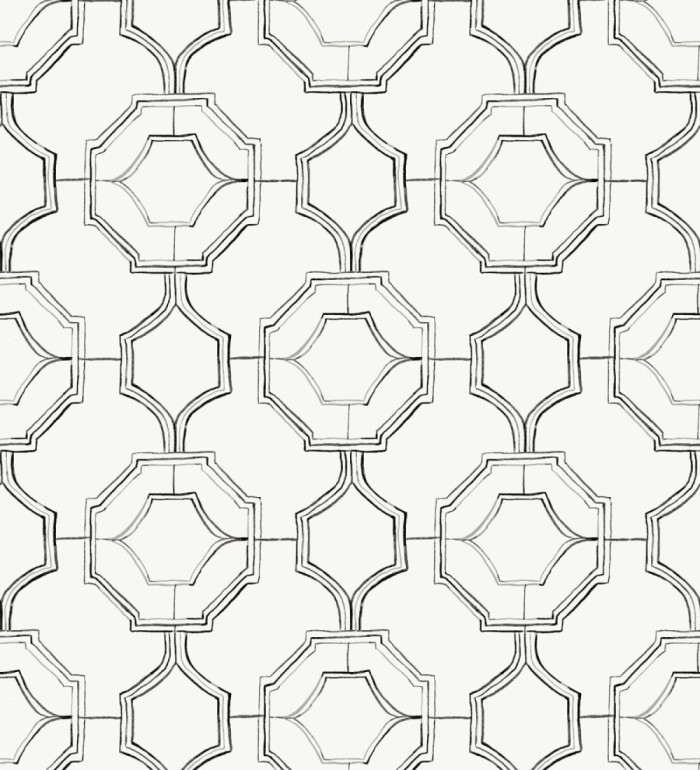 Papel pintado de celosía tradicional color negro - Leslie House 682121