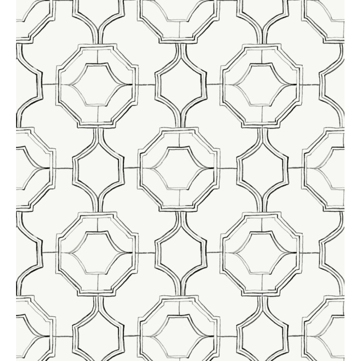 Papel pintado de celosía tradicional color negro - Leslie House 682121