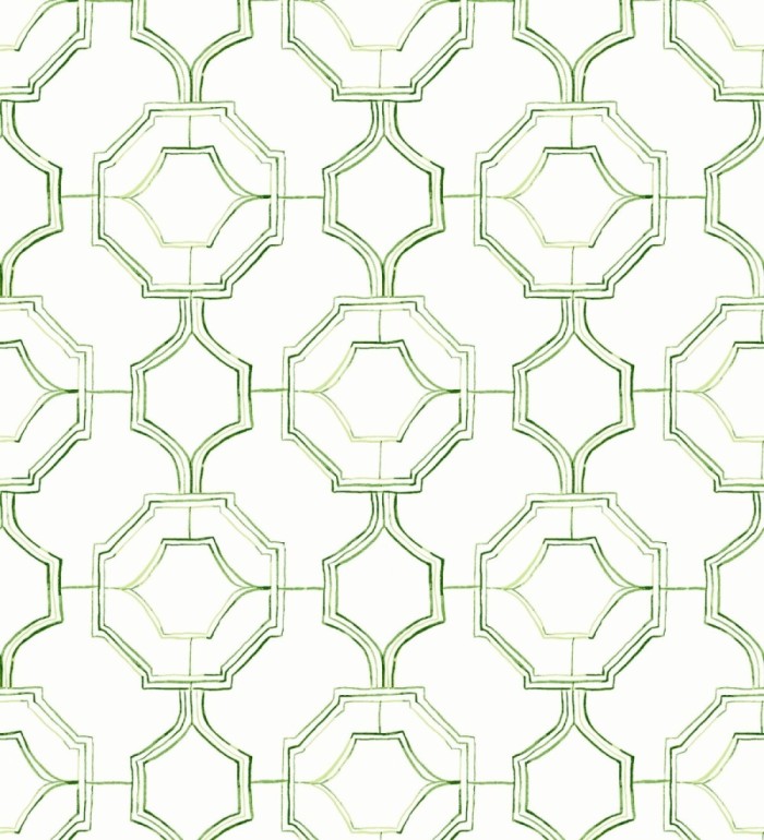 Papel pintado de celosía tradicional color verde - Leslie House 682122