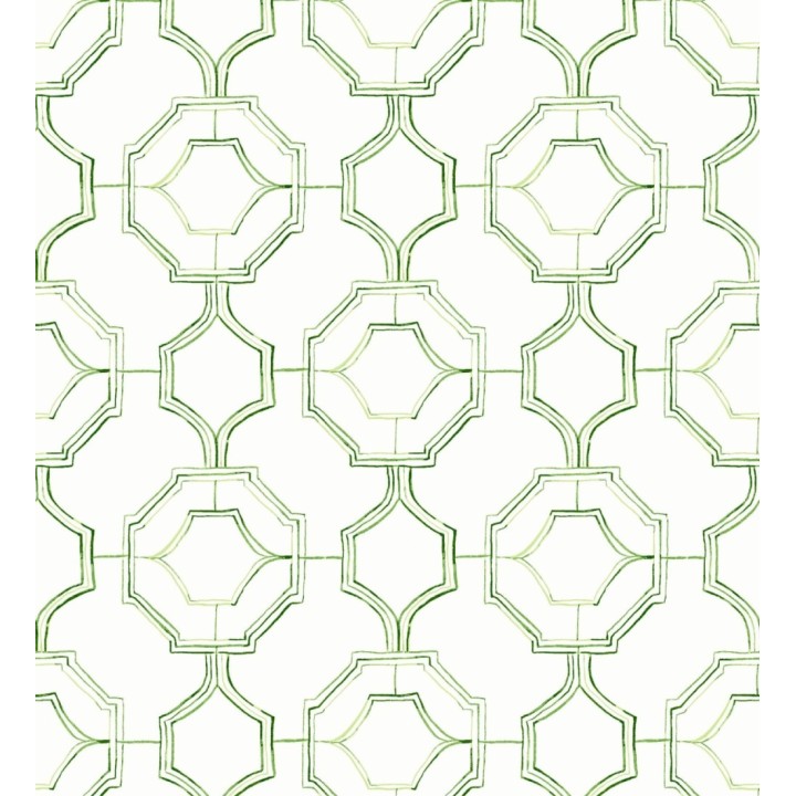 Papel pintado de celosía tradicional color verde - Leslie House 682122