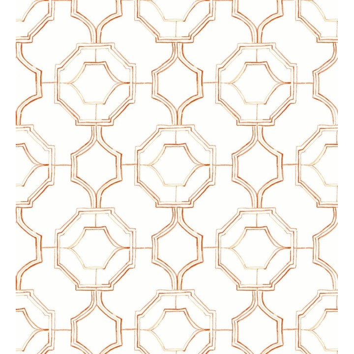Papel pintado de celosía tradicional color naranja - Leslie House 682123