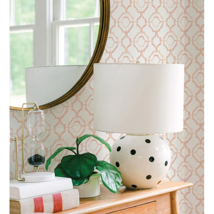 Papel pintado de celosía tradicional color naranja - Leslie House 682123