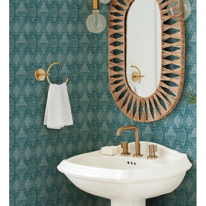 Papel pintado de rombos étnicos color turquesa estilo hindú  - Indian Dreams 682124