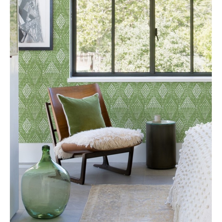 Papel pintado de rombos étnicos color verde estilo hindú - Indian Dreams 682125