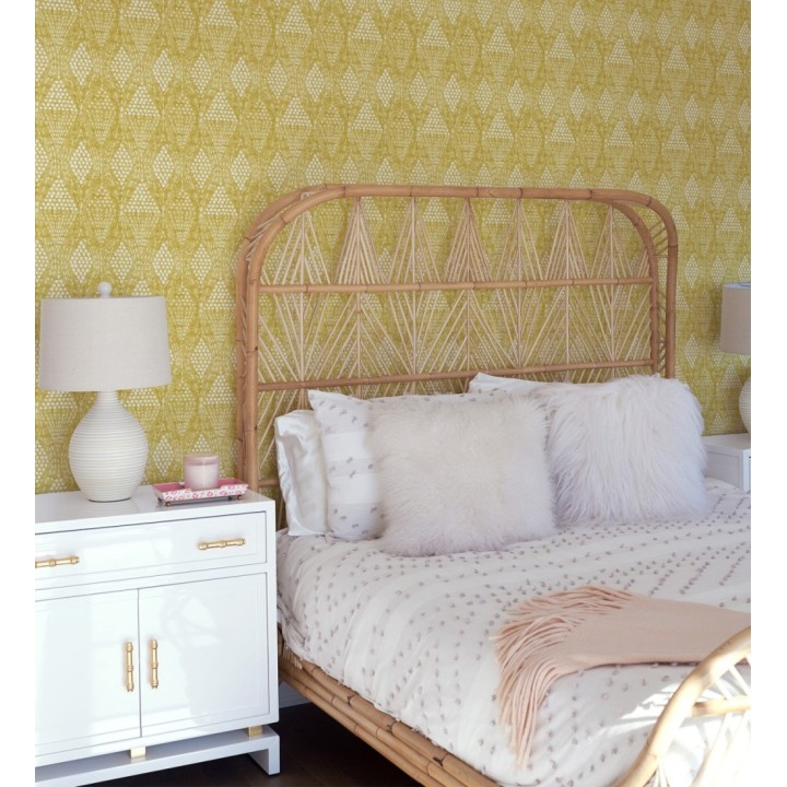 Papel pintado de rombos étnicos color amarillo estilo hindú - Indian Dreams 682127