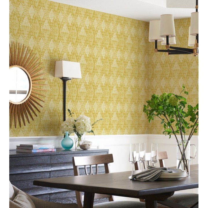 Papel pintado de rombos étnicos color amarillo estilo hindú - Indian Dreams 682127