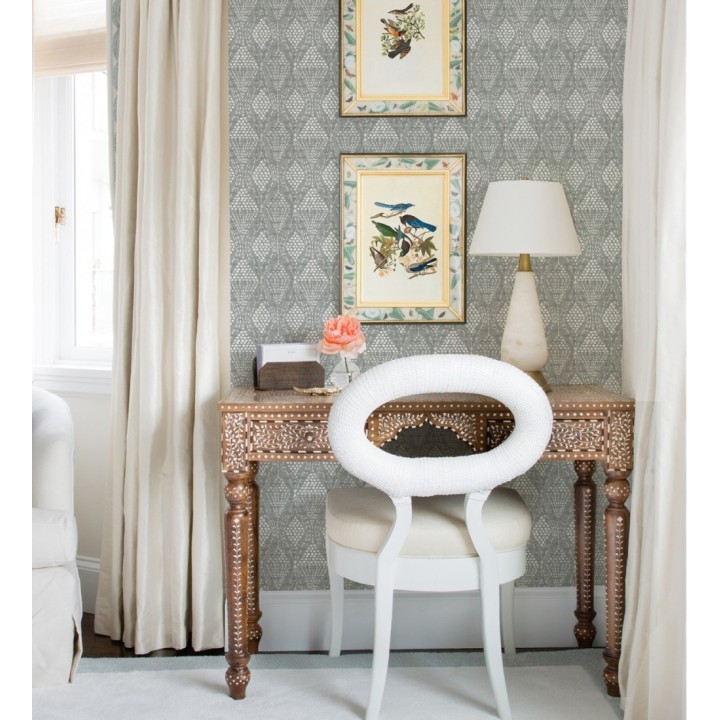 Papel pintado de rombos étnicos color gris estilo hindú  - Indian Dreams 682128